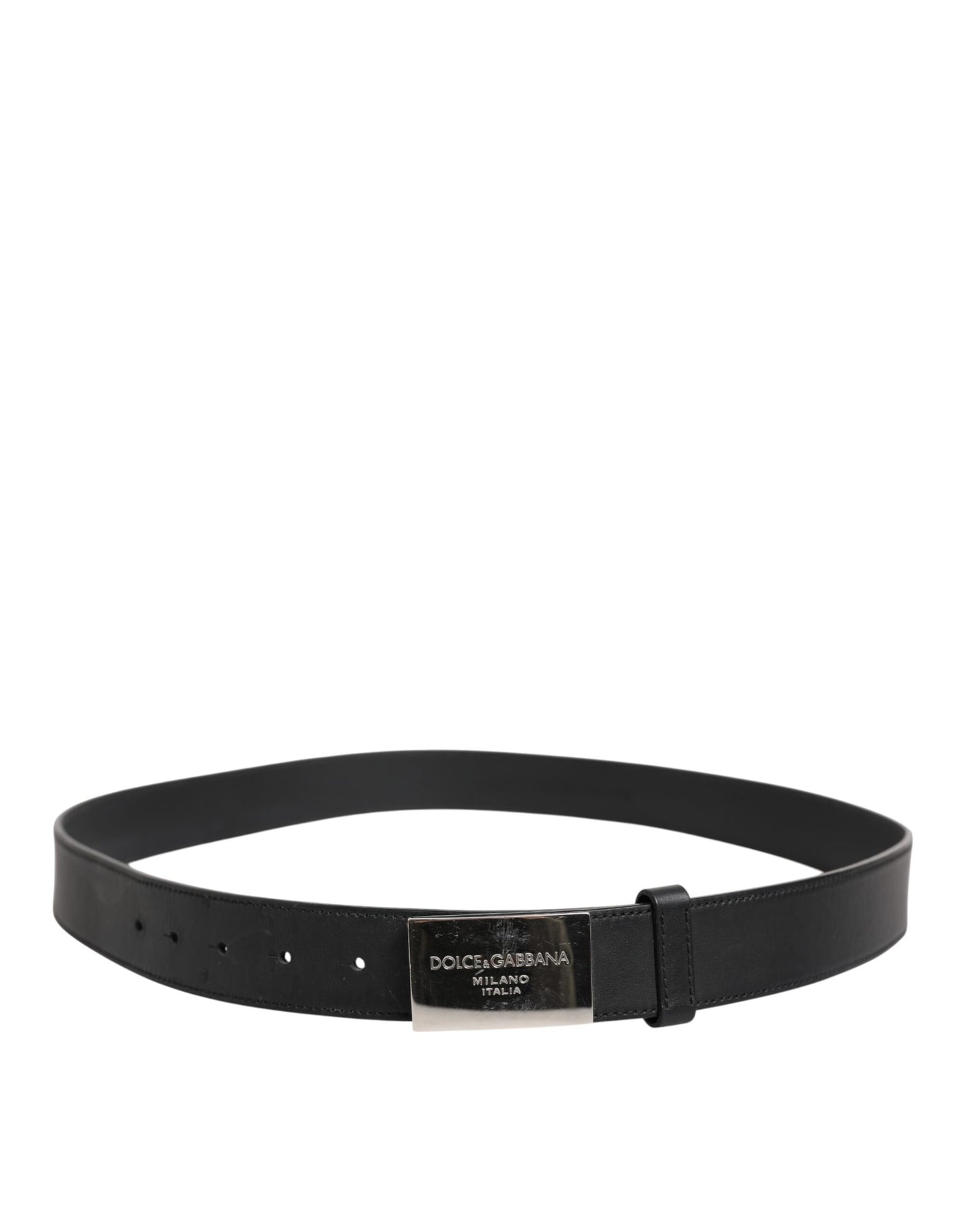 Dolce & Gabbana Schwarzer Leder-Gürtel mit klassischer Metall-Logo-Schnalle