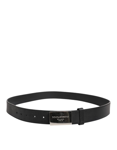 Dolce & Gabbana Schwarzer Leder-Gürtel mit klassischer Metall-Logo-Schnalle