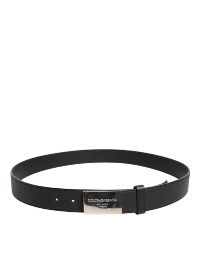 Dolce & Gabbana Schwarzer Leder-Gürtel mit Metall-Logo-Schnalle