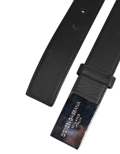 Dolce & Gabbana Schwarzer Leder-Gürtel mit Metall-Logo-Schnalle