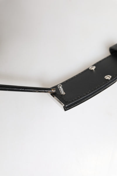 Dolce & Gabbana Schwarzer Leder-Gürtel mit Metall-Logo-Schnalle