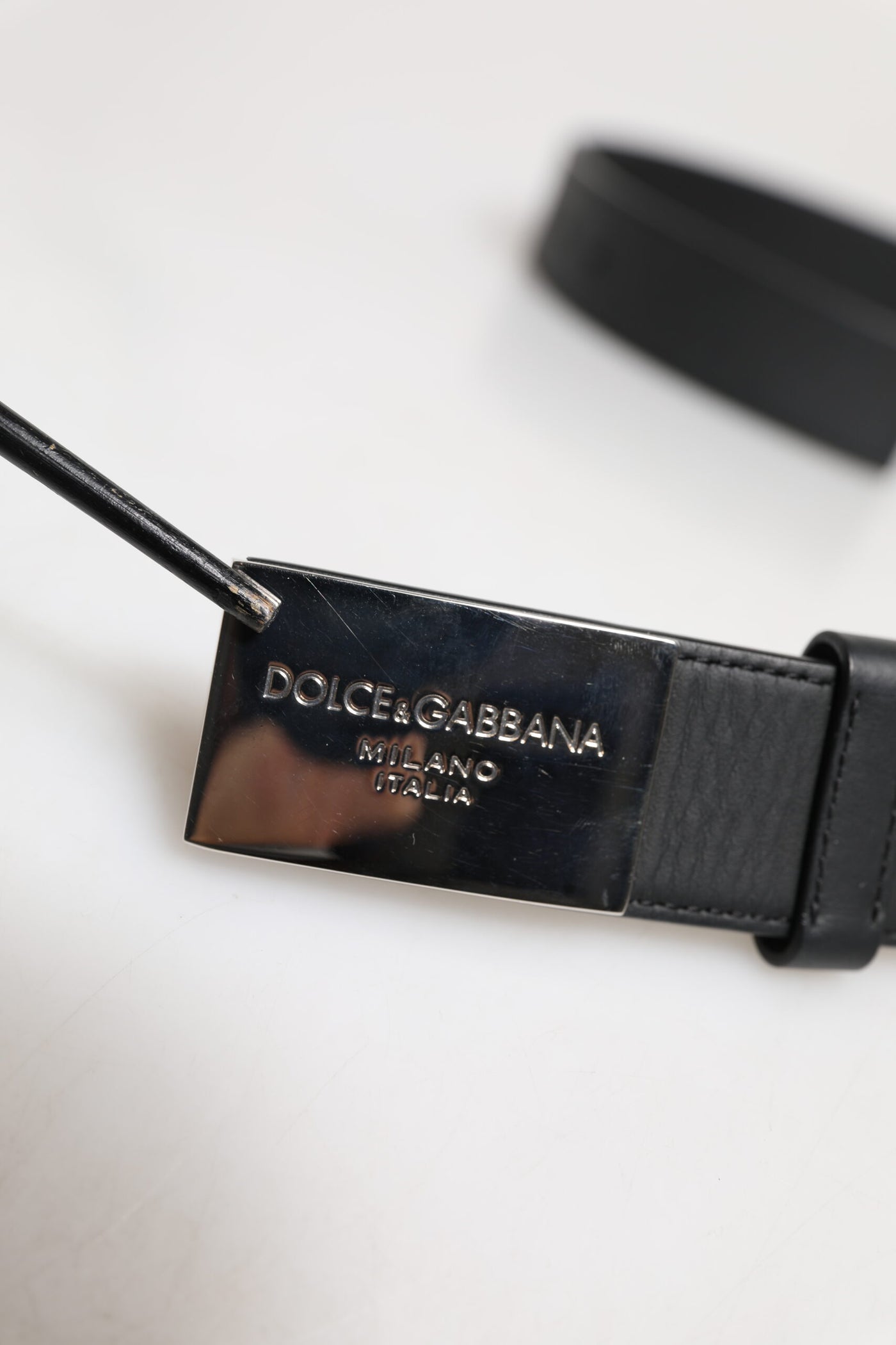 Dolce & Gabbana Schwarzer Leder-Gürtel mit Metall-Logo-Schnalle