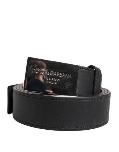 Dolce & Gabbana Schwarzer Leder-Gürtel mit klassischer Metall-Logo-Schnalle