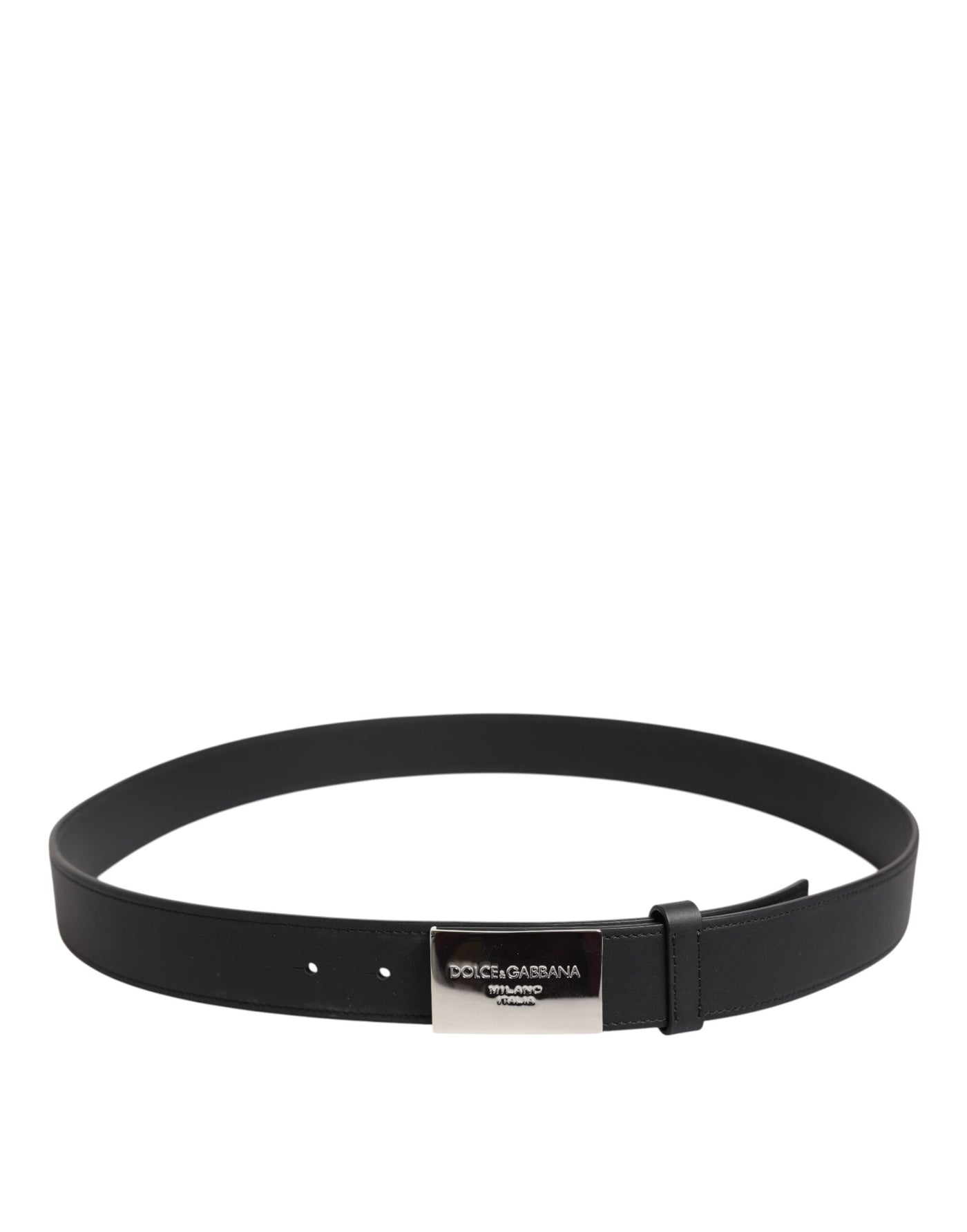 Dolce & Gabbana Schwarzer Leder-Gürtel mit klassischer Metall-Logo-Schnalle