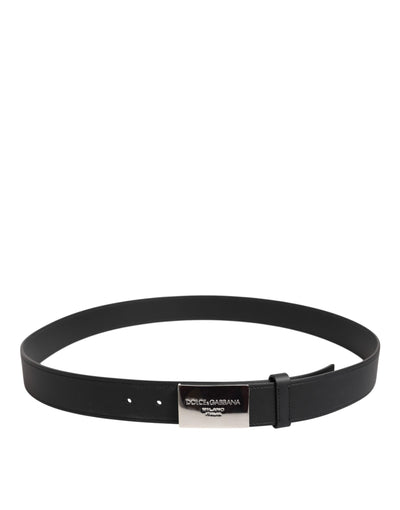 Dolce & Gabbana Schwarzer Leder-Gürtel mit klassischer Metall-Logo-Schnalle