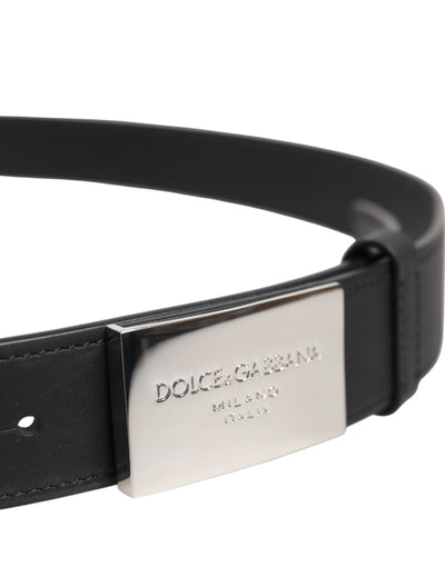 Dolce & Gabbana Schwarzer Leder-Gürtel mit klassischer Metall-Logo-Schnalle