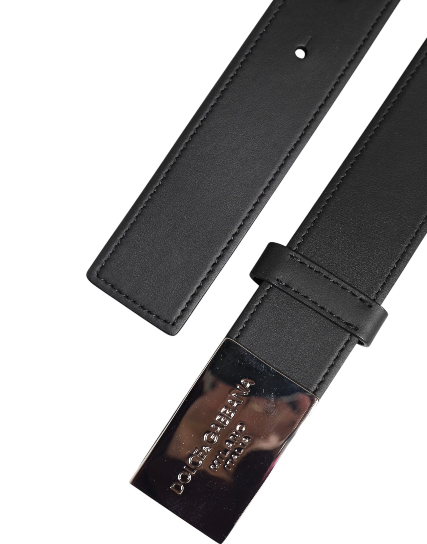Dolce & Gabbana Schwarzer Leder-Gürtel mit klassischer Metall-Logo-Schnalle