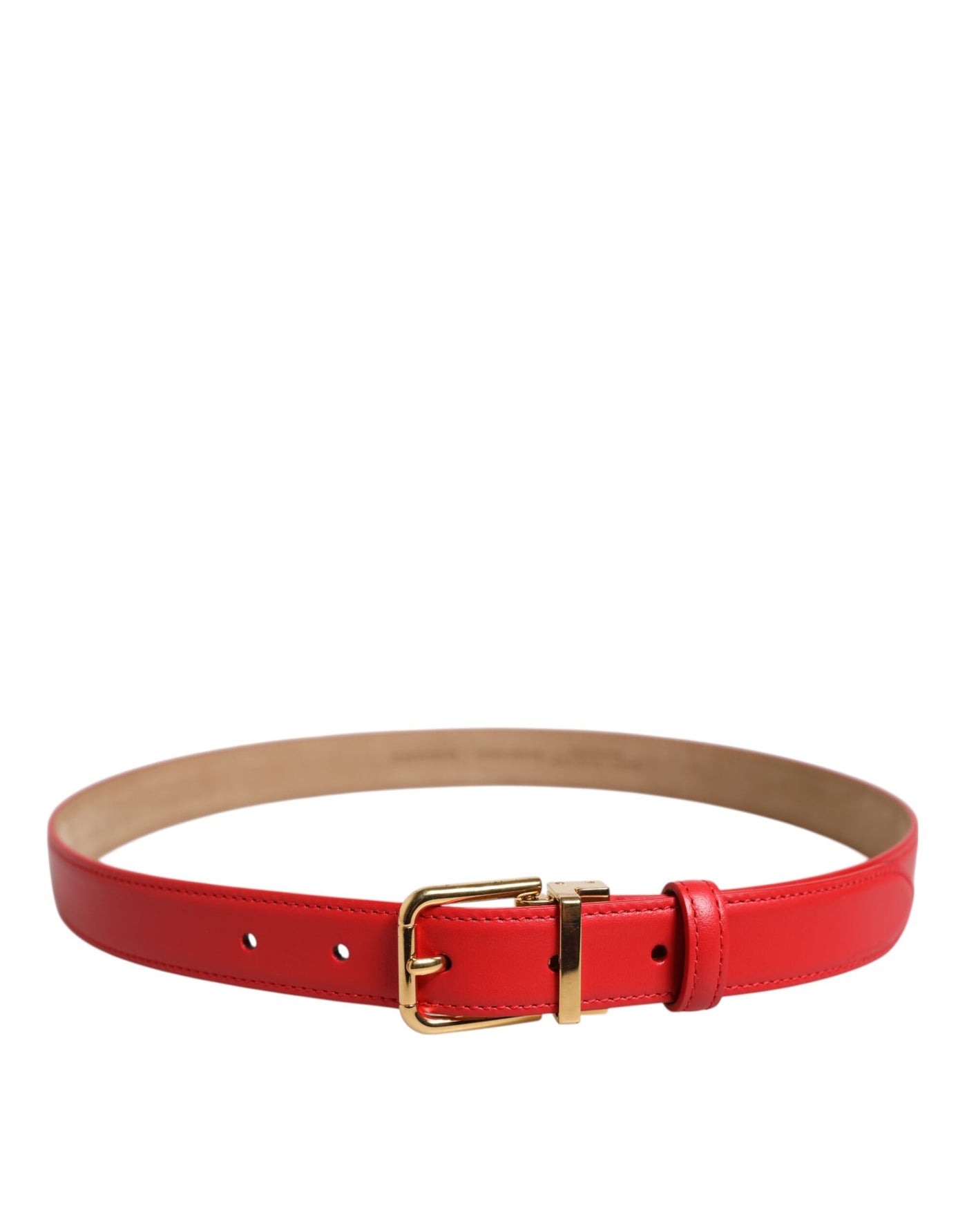 Dolce & Gabbana Roter Ledergürtel mit goldener Metallschnalle Cintura