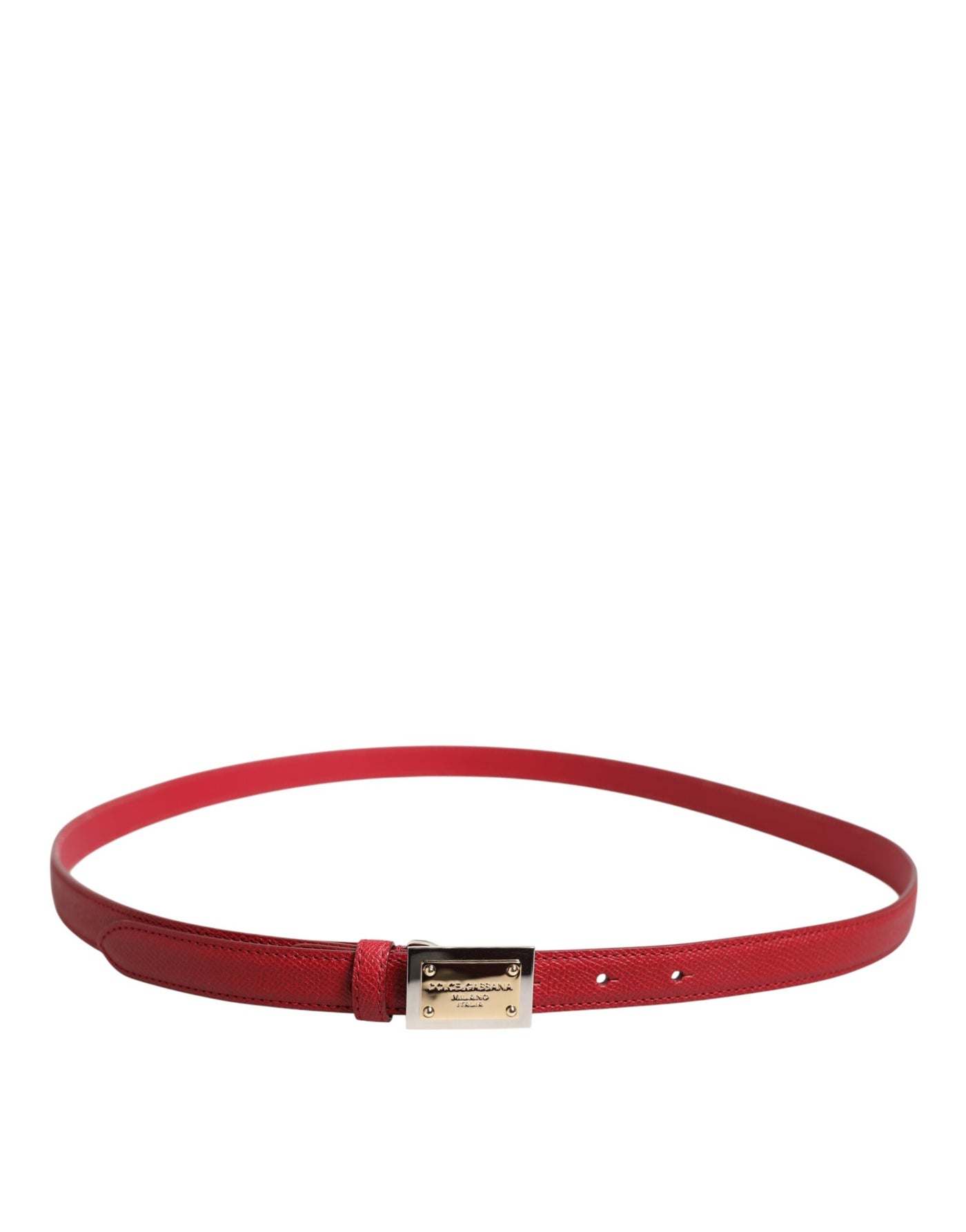 Dolce & Gabbana Roter Ledergürtel mit quadratischer Metallschnalle Cintura