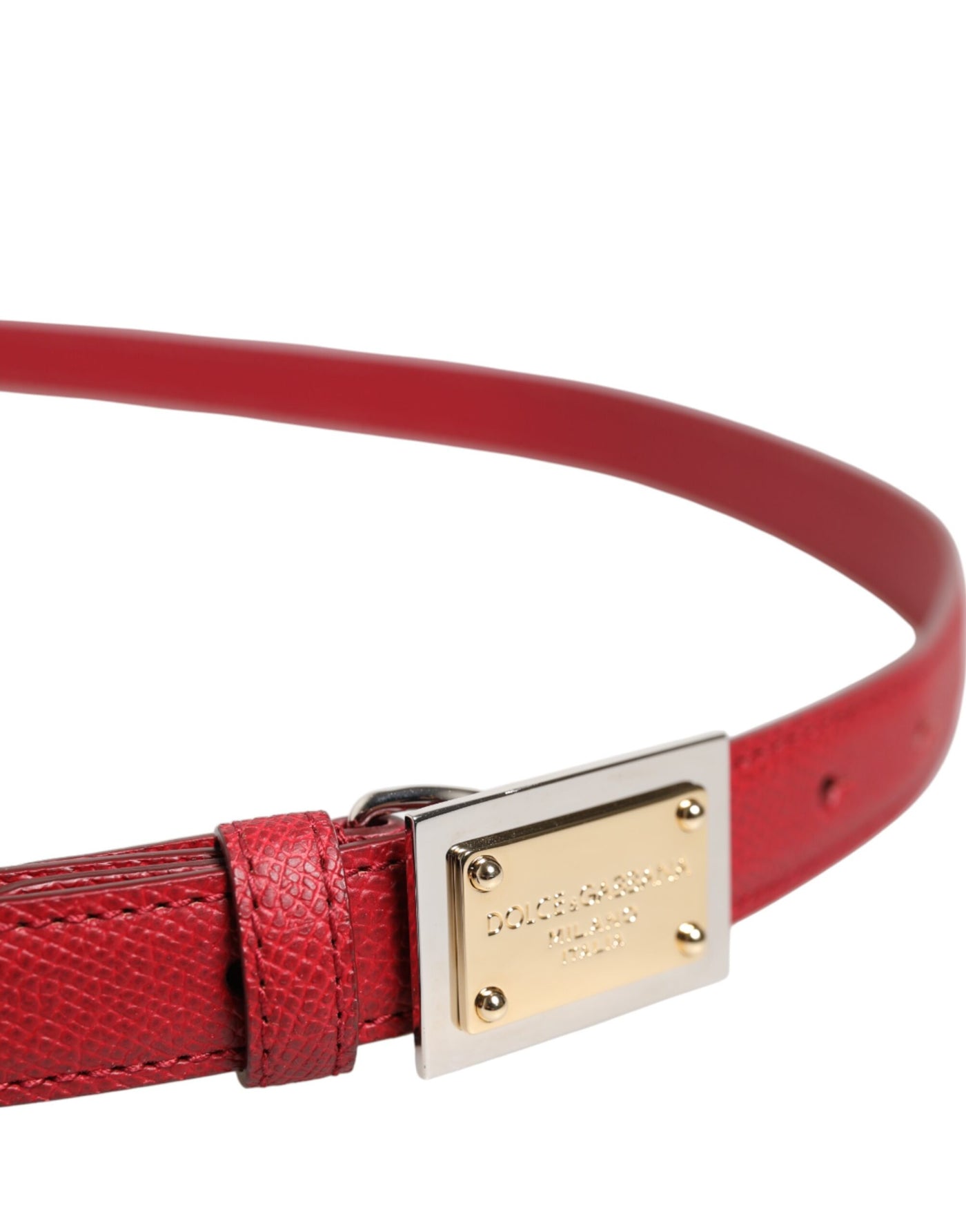 Dolce & Gabbana Roter Ledergürtel mit quadratischer Metallschnalle Cintura