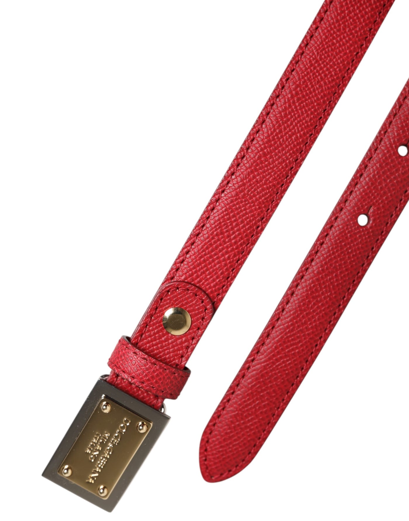 Dolce & Gabbana Roter Ledergürtel mit quadratischer Metallschnalle Cintura