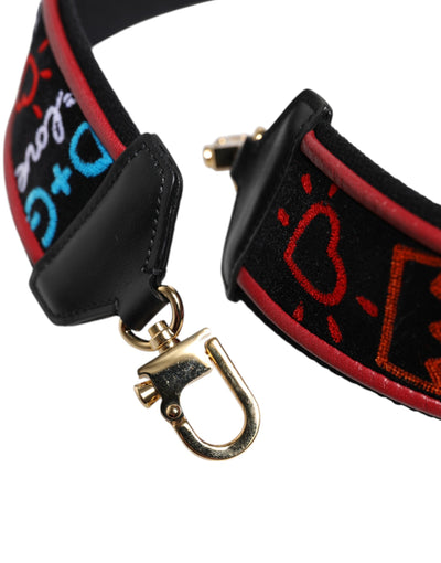 Dolce & Gabbana Schwarz Baumwolle Bedruckte Frauen Tasche Accessoire Schulterriemen