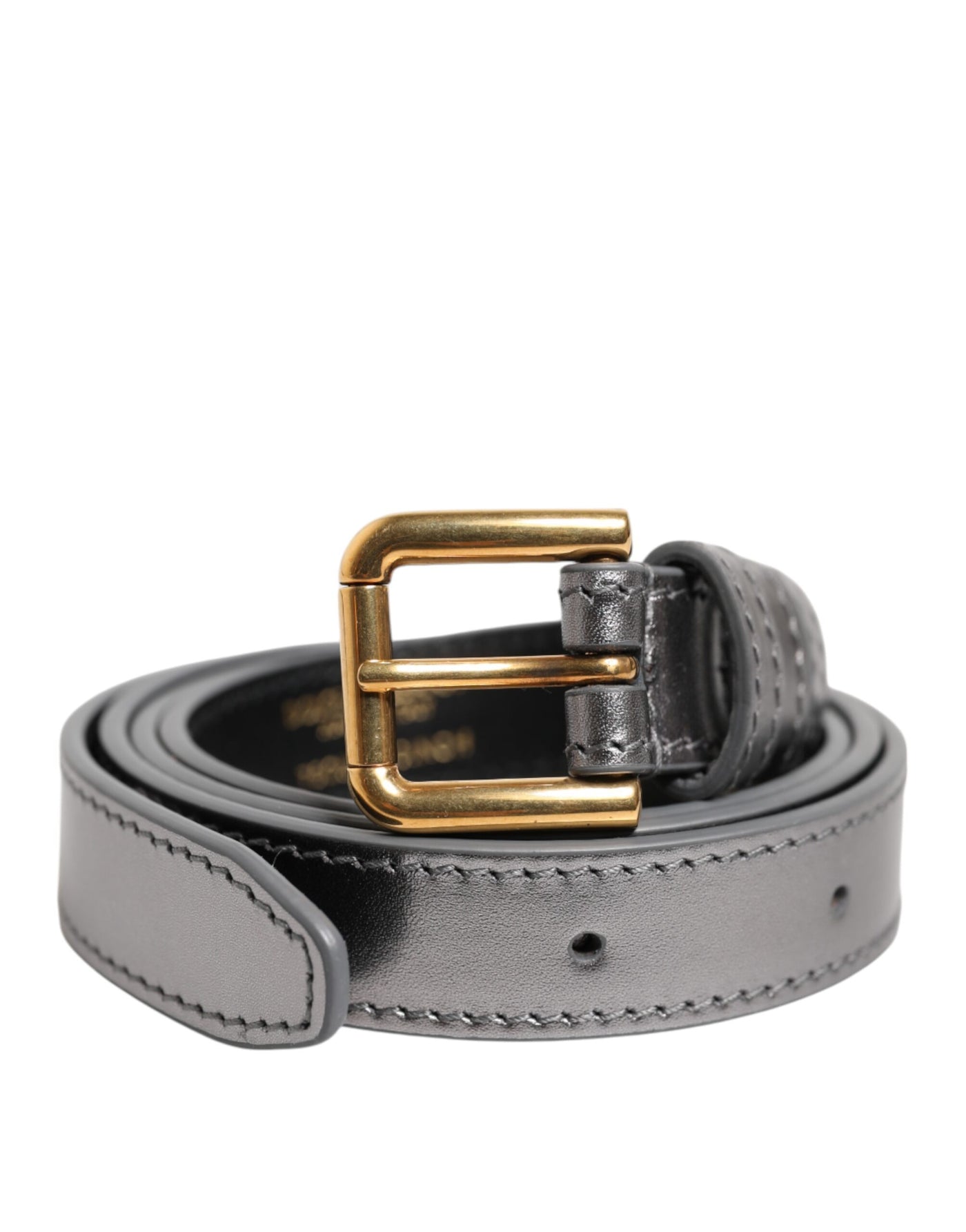 Dolce & Gabbana Silberne Logo-Gravur Metall Gürtelschnalle