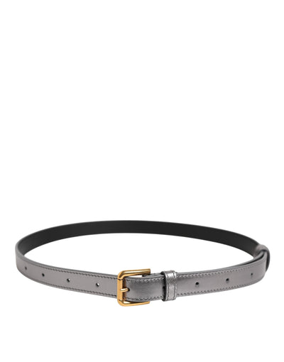 Dolce & Gabbana Silberne Logo-Gravur Metall Gürtelschnalle