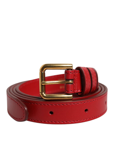 Dolce & Gabbana Roter Logo gravierter Metall-Gürtel mit Gürtelschnalle