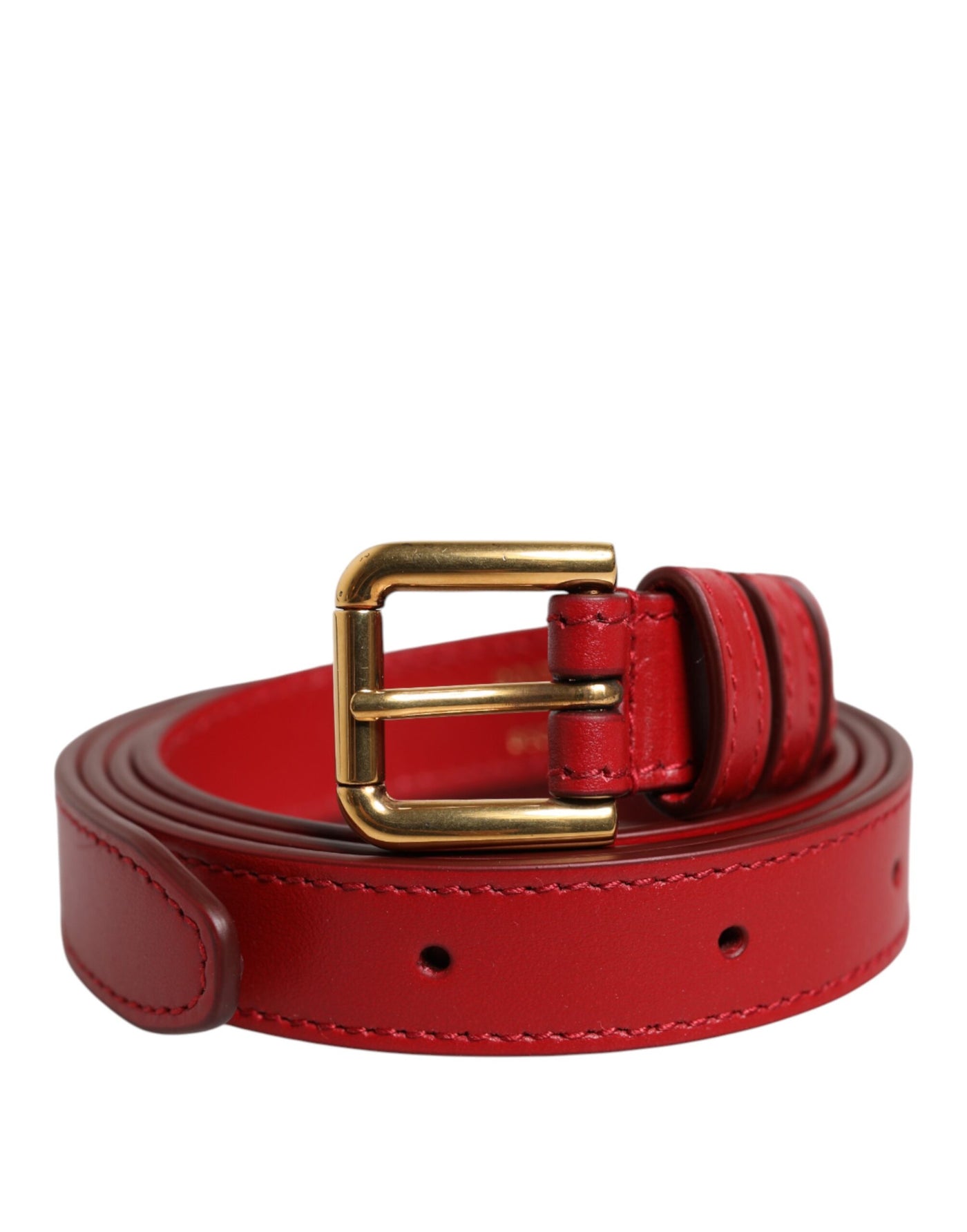 Dolce & Gabbana Roter Logo gravierter Metall-Gürtel mit Gürtelschnalle