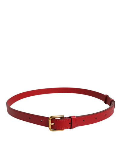 Dolce & Gabbana Roter Logo gravierter Metall-Gürtel mit Gürtelschnalle