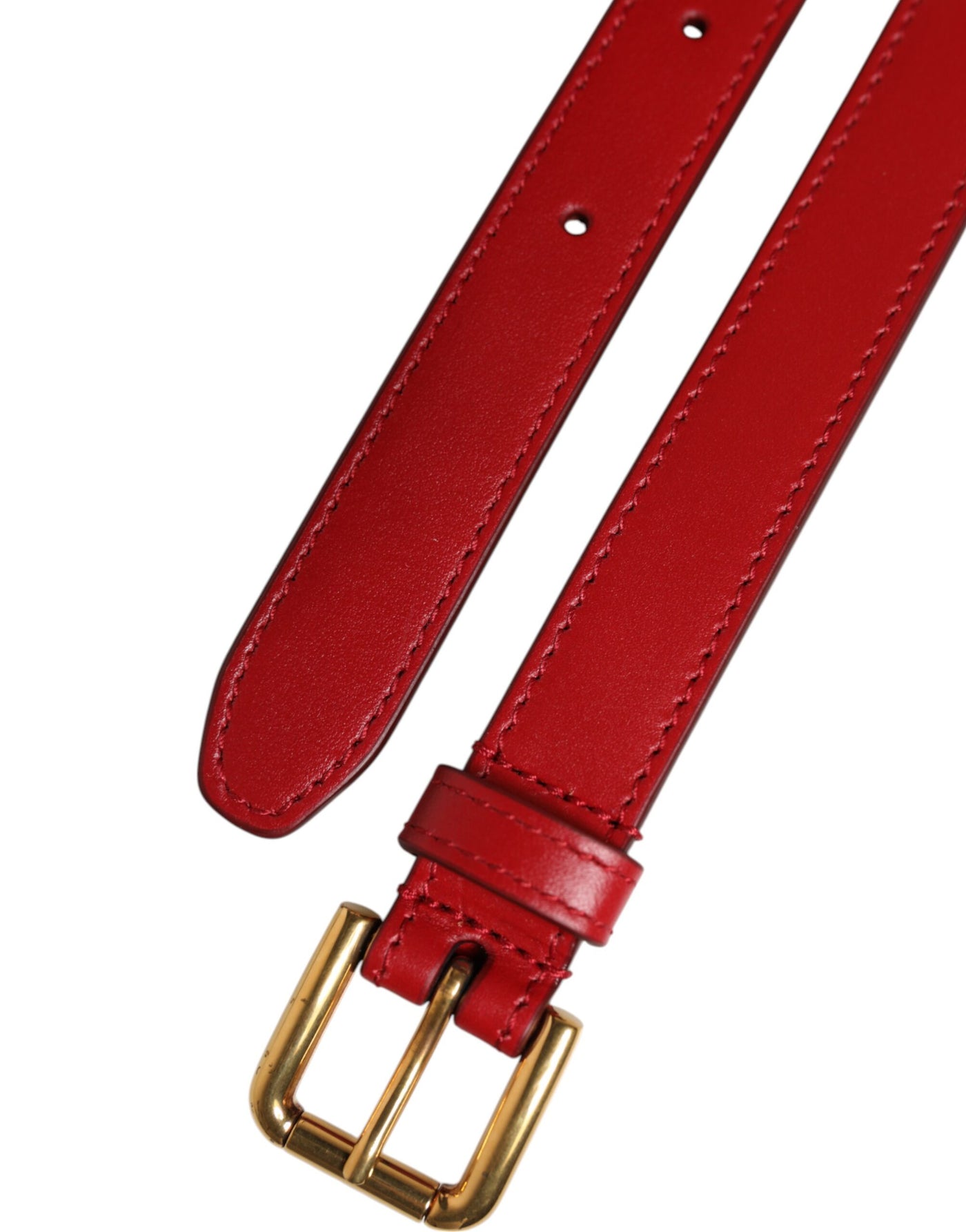 Dolce & Gabbana Roter Logo gravierter Metall-Gürtel mit Gürtelschnalle