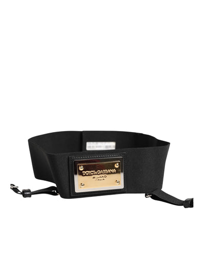 Dolce & Gabbana Schwarzer Leder-Logo-Gürtel mit breiter Taille und Hosenträger