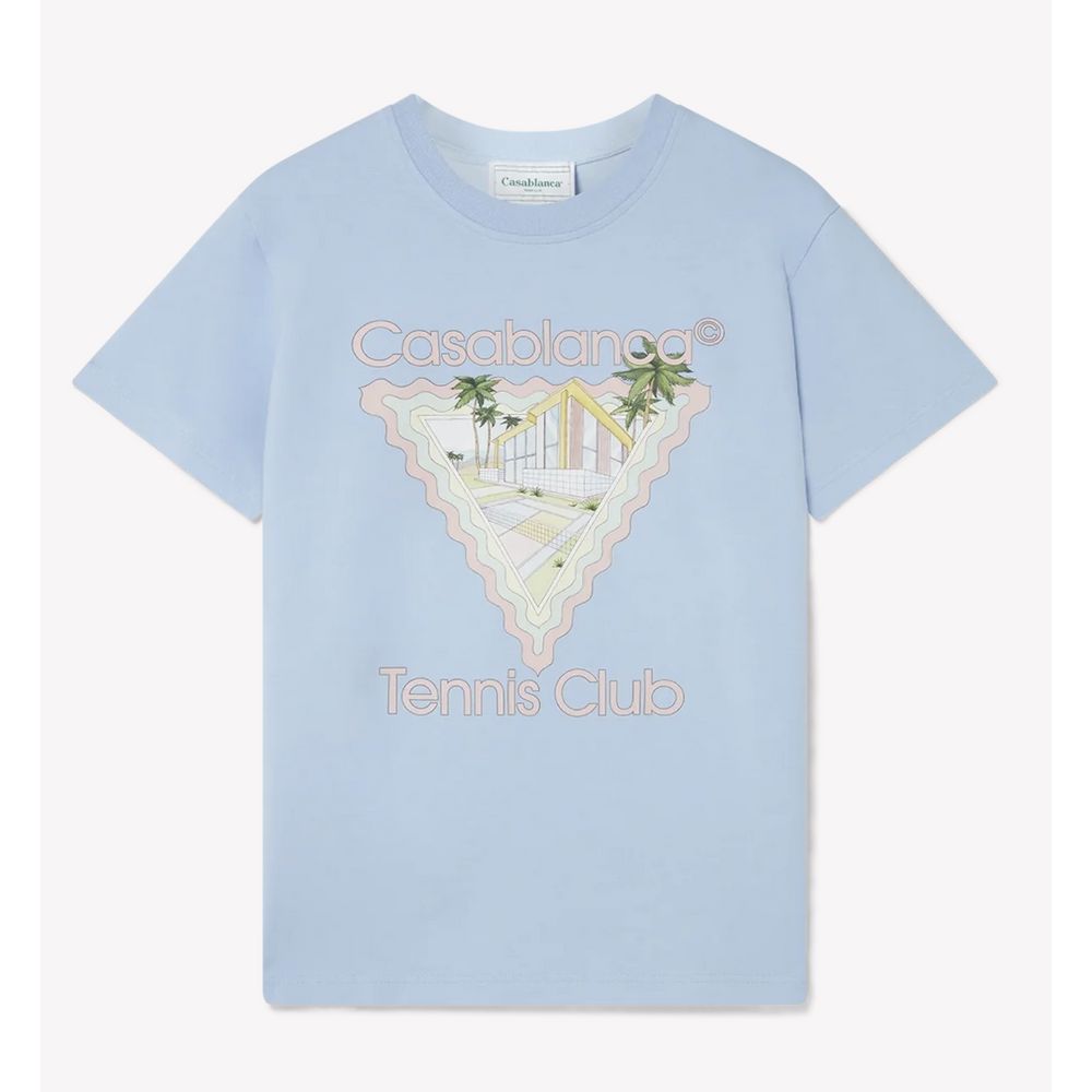 Casablanca T-Shirt aus blauer Baumwolle
