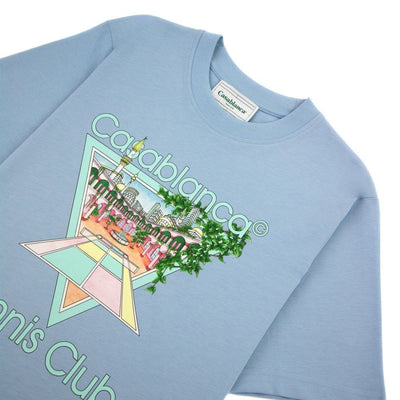Casablanca T-Shirt aus blauer Baumwolle