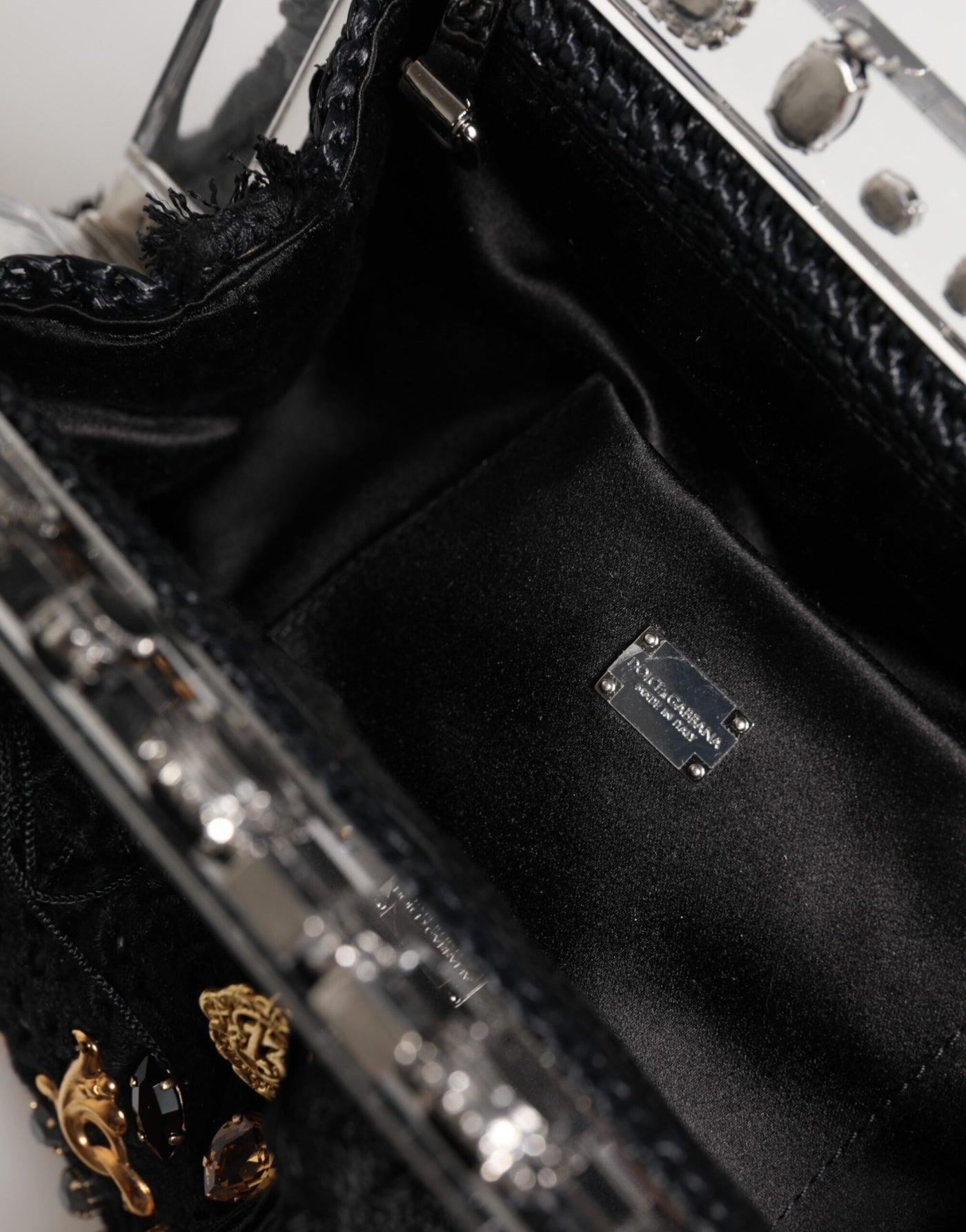Dolce & Gabbana Schwarze Quaste Gold Barock Kristall Abendtasche