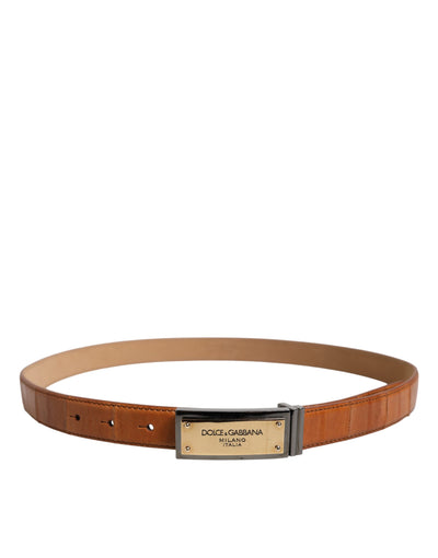 Dolce & Gabbana Gebräuntes Leder Gold DG Logo Schnalle Gürtel