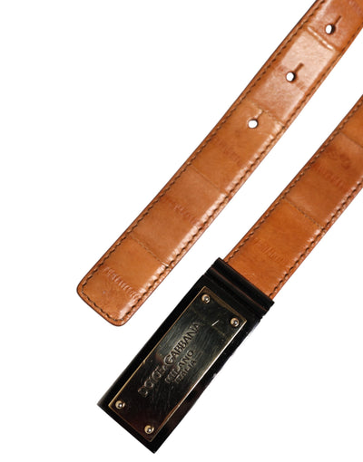 Dolce & Gabbana Gebräuntes Leder Gold DG Logo Schnalle Gürtel