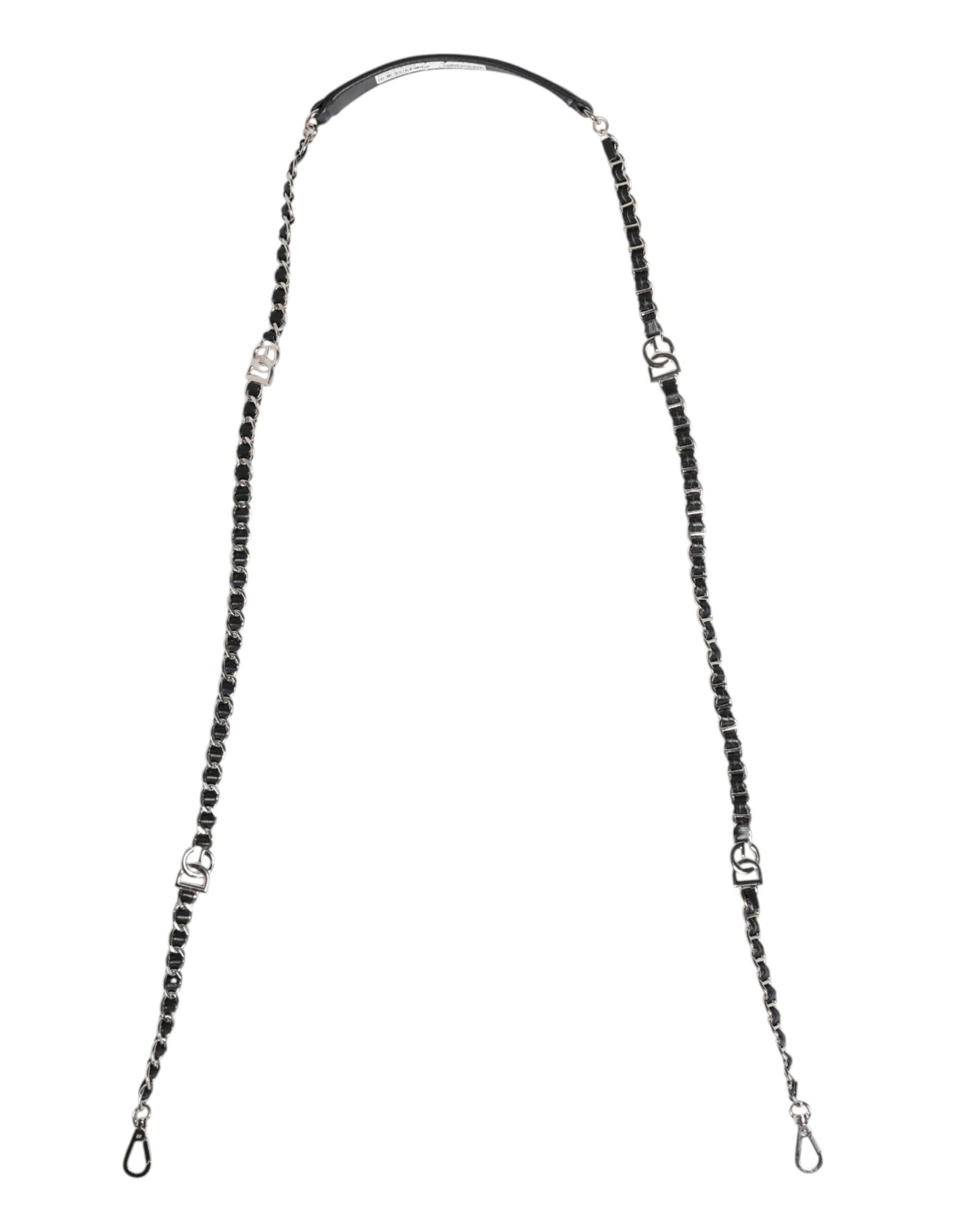 Dolce & Gabbana Schwarzes Leder DG Logo Kette Tasche Schulterriemen