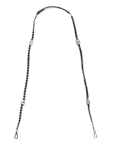 Dolce & Gabbana Schwarzes Leder DG Logo Kette Tasche Schulterriemen