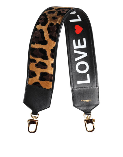 Dolce & Gabbana Schwarzer Leopardenprint Reversible Bag Schulterriemen