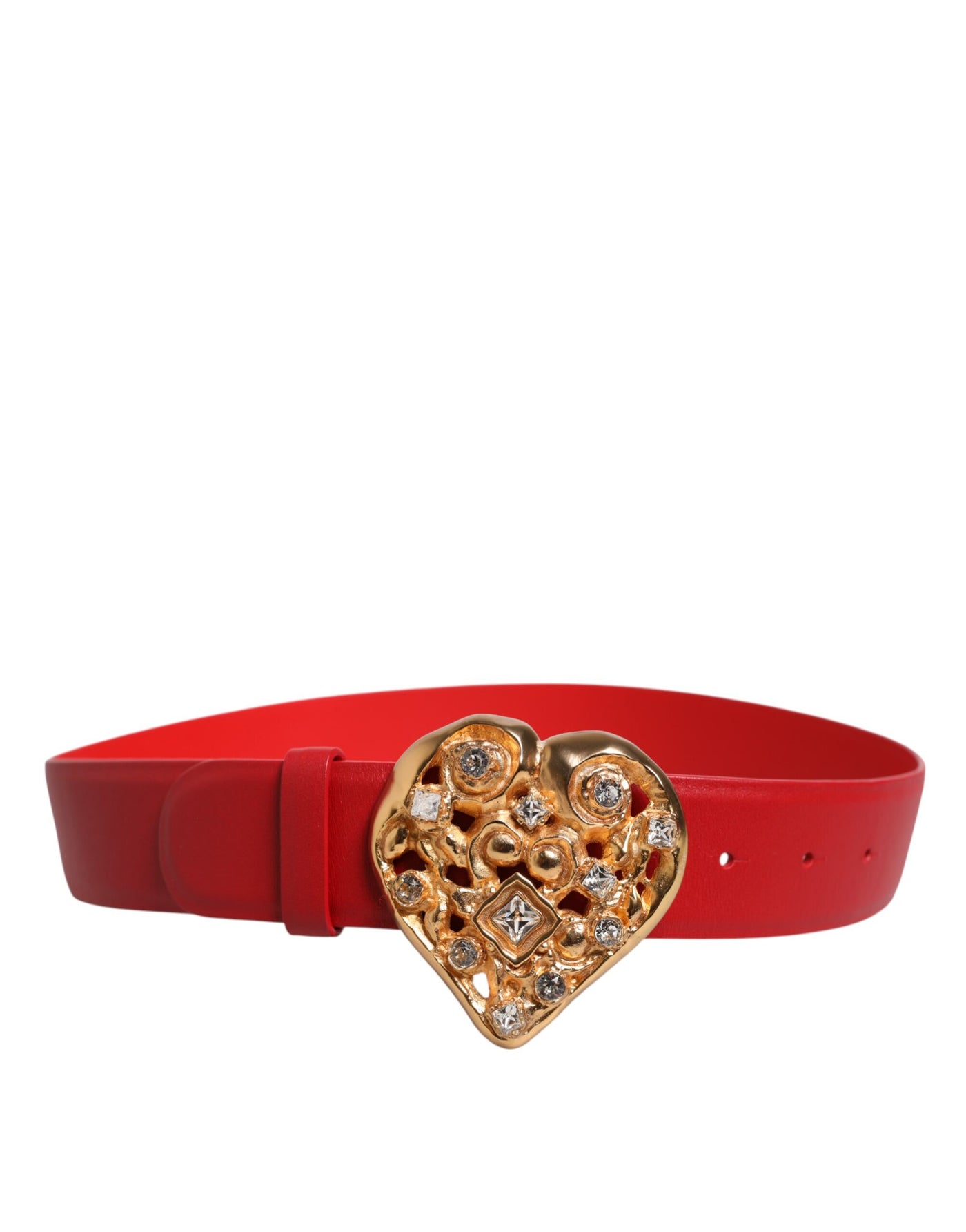 Dolce & Gabbana Roter Kalbsledergürtel mit verzierter Metallschnalle