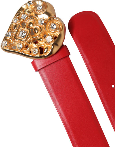Dolce & Gabbana Roter Kalbsledergürtel mit verzierter Metallschnalle