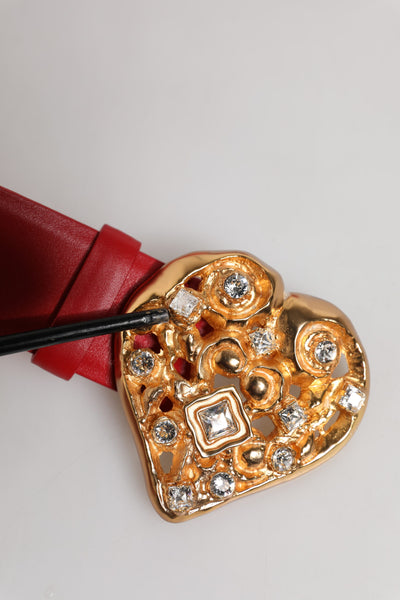 Dolce & Gabbana Roter Kalbsledergürtel mit verzierter Metallschnalle