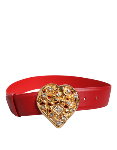 Dolce & Gabbana Roter Kalbsledergürtel mit verzierter Metallschnalle