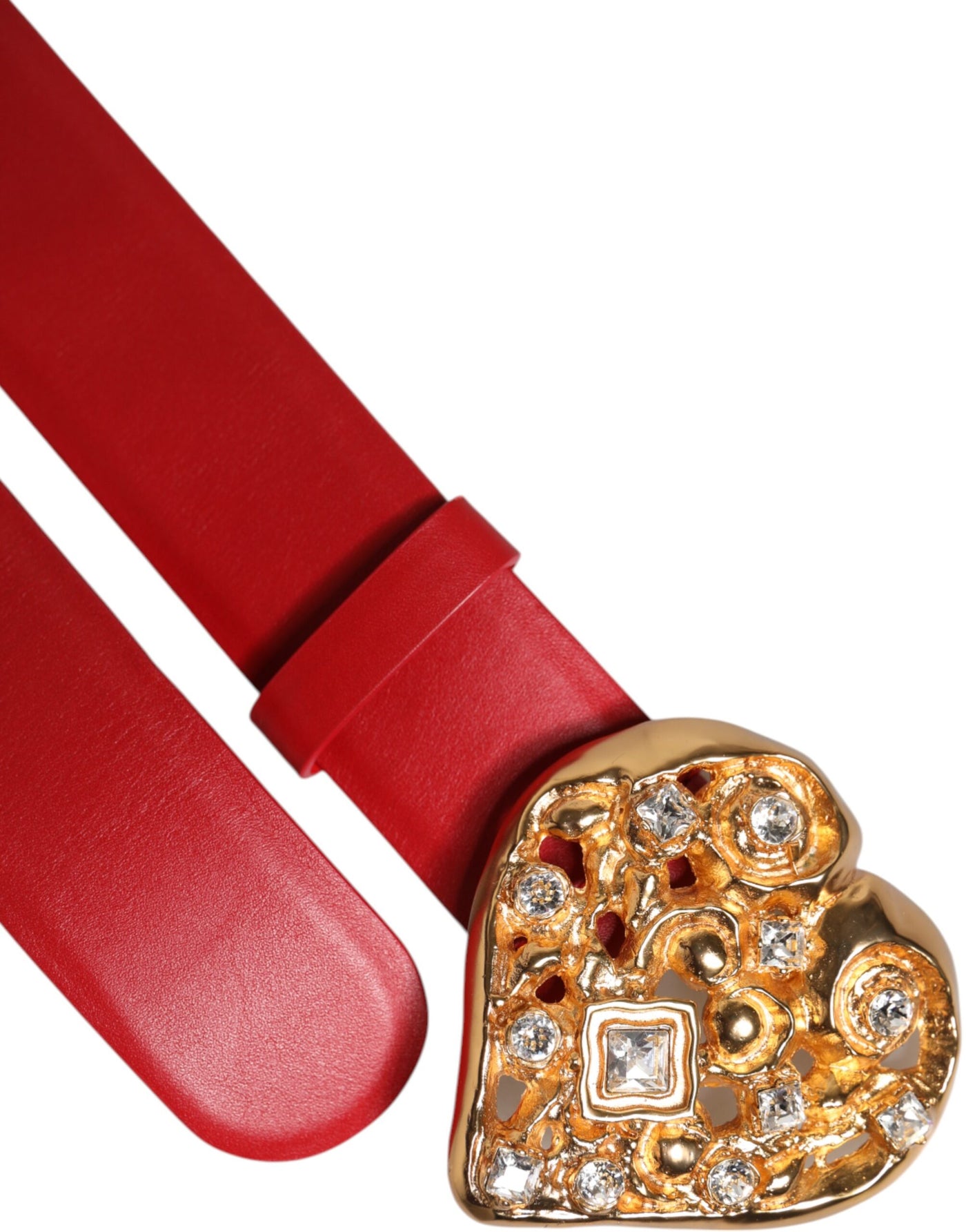 Dolce & Gabbana Roter Kalbsledergürtel mit verzierter Metallschnalle