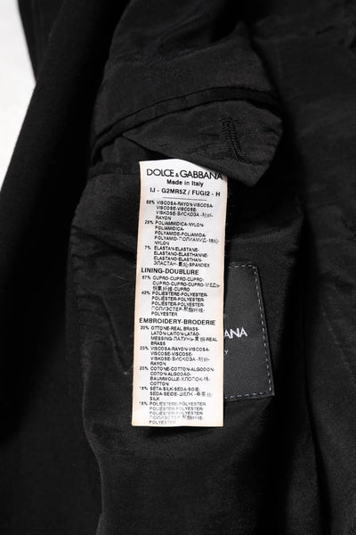 Dolce & Gabbana Schwarzer Viskose DG Crown Blazer Mantel Jacke