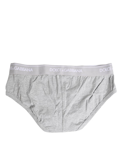 Dolce & Gabbana Grauer Baumwoll-Stretch-Slip Regular Unterwäsche