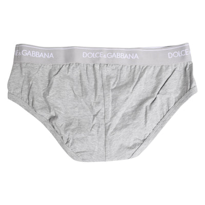 Dolce & Gabbana Grauer Baumwoll-Stretch-Slip Regular Unterwäsche