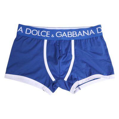 Dolce & Gabbana Blaue Cotton Stretch Regular Boxer Unterwäsche