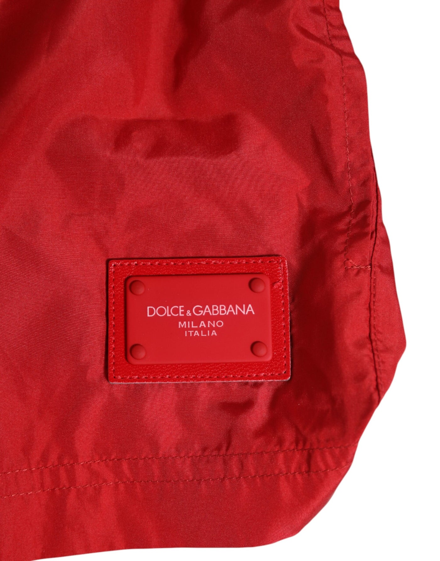 Dolce & Gabbana Red Drawstring Beachwear Herren Shorts Bademode