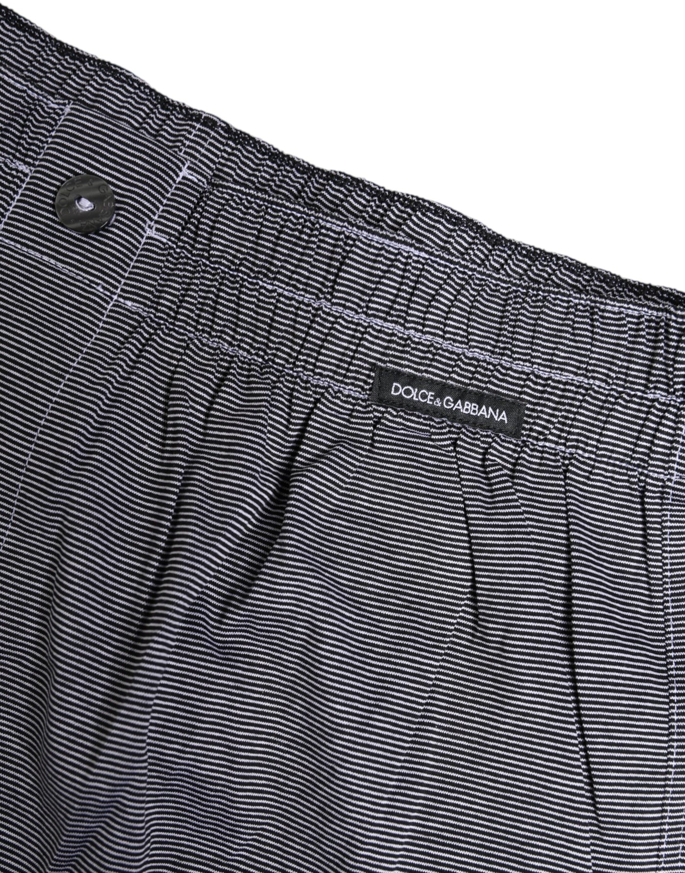 Dolce & Gabbana Graue gestreifte Baumwoll-Boxer-Unterwäsche Regular