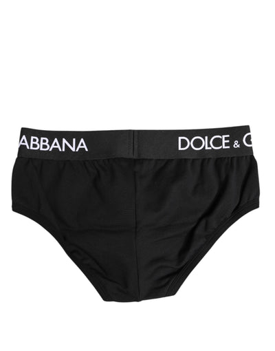 Dolce & Gabbana Schwarzer Cotton Stretch Regular Slip Unterwäsche