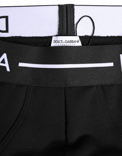 Dolce & Gabbana Schwarzer Cotton Stretch Regular Slip Unterwäsche