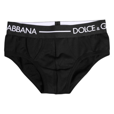 Dolce & Gabbana Schwarzer Cotton Stretch Regular Slip Unterwäsche