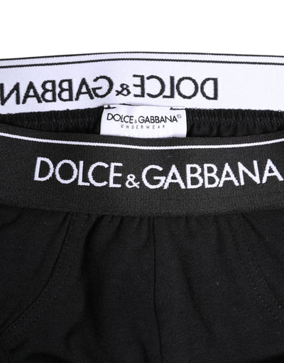 Dolce & Gabbana Schwarzer Cotton Stretch Regular Slip Unterwäsche