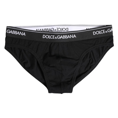 Dolce & Gabbana Schwarzer Cotton Stretch Regular Slip Unterwäsche