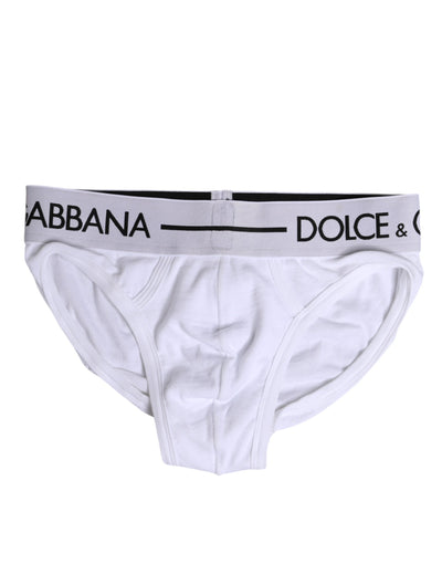 Dolce & Gabbana Weißer Baumwoll-Stretch-Slip Regular Unterwäsche