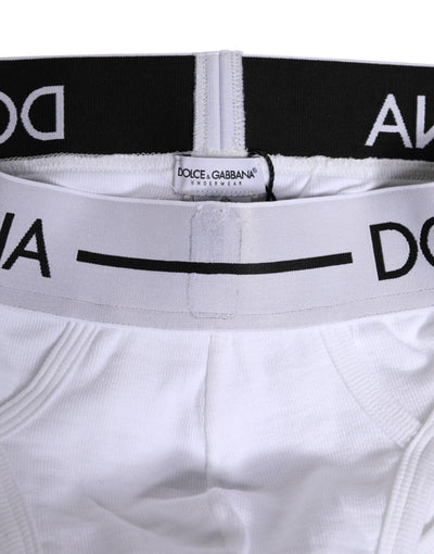 Dolce & Gabbana Weißer Baumwoll-Stretch-Slip Regular Unterwäsche
