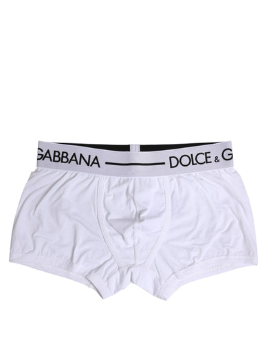 Dolce & Gabbana Weiße Cotton Stretch Regular Boxer Unterwäsche